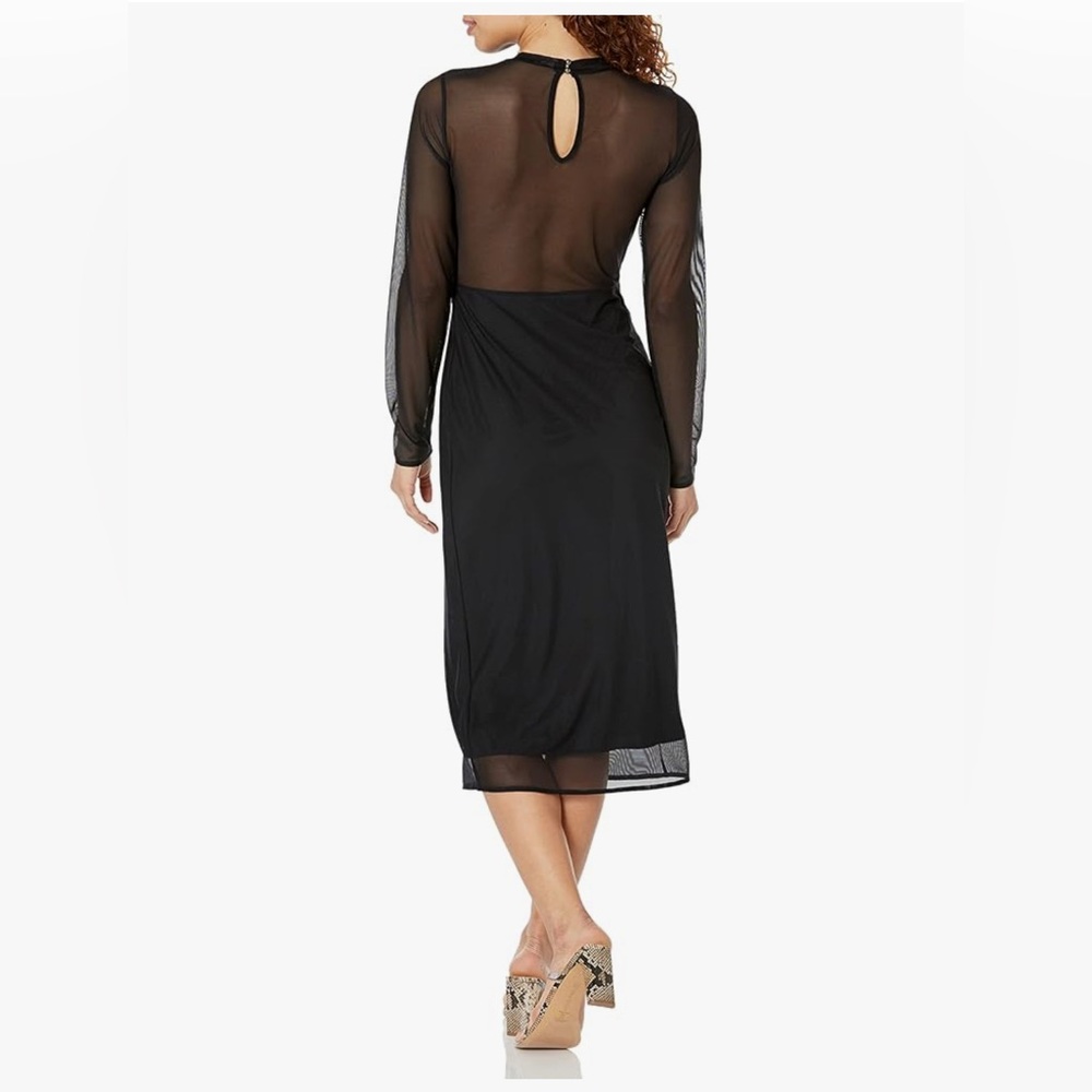 The Drop Women's Gene Mesh Long-Sleeve Midi Dress with Open-Back Size M - Picture 2 of 11
